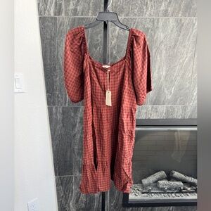 EASEL PLUS SIZE-GINGHAM PRINTED DRESS NWT